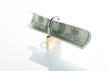 锁和钞票金融理财安全背景