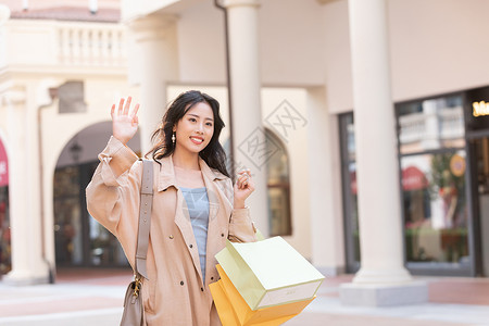 女性购物打招呼图片