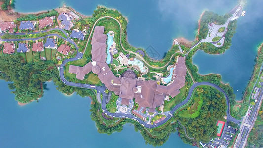 鸟瞰千岛湖度假村背景图片