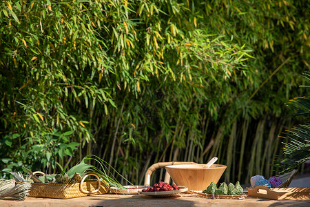 红枣树端午节包粽子背景