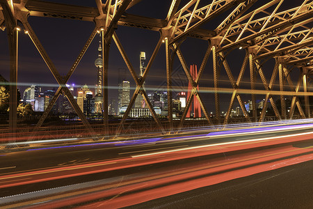 汽车速度感光效上海外滩外白渡桥夜景背景