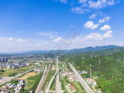 铁轨公路航拍铁路公路交通背景