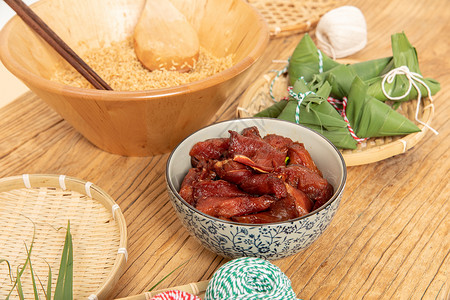 酱油食材端午节肉粽食材背景