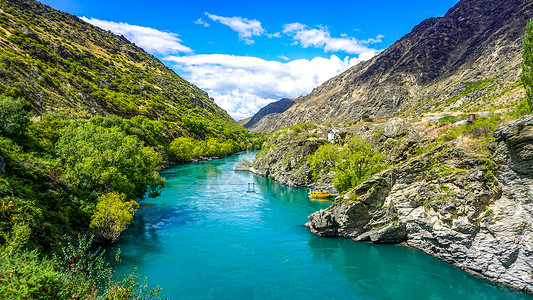 河水风景新西兰碧绿河流背景