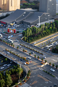 西安城市交通移轴拍摄图片