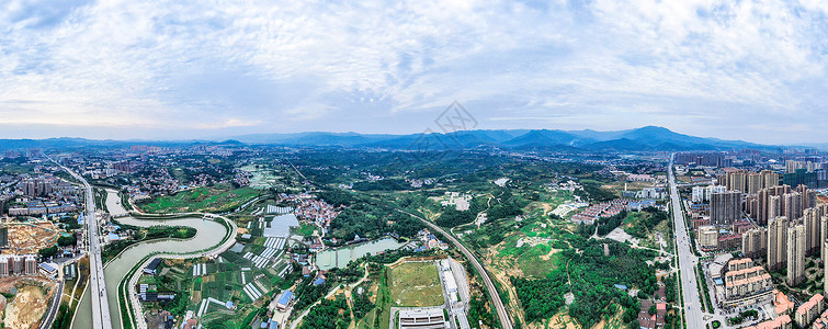 航拍湖南湘西城市郊区全景图图片