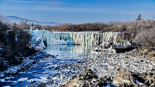 冰瀑素材东北吉林镜泊湖景区背景