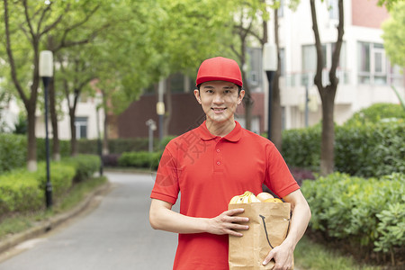 快递小哥生鲜水果配送服务图片