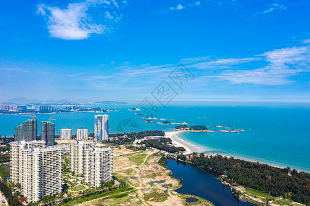 水田地航拍福建东山金銮湾环境背景