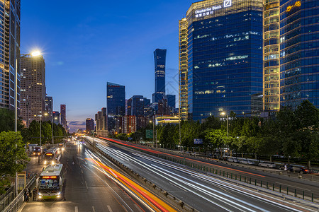 夜景北京长安街国贸中心交通图片