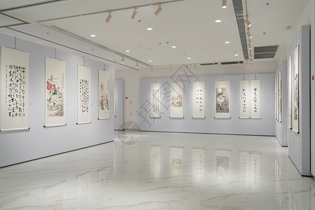 美术馆参观国画书法展览背景
