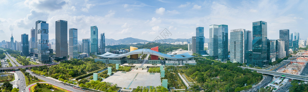 礼貌先行深圳福田区市民中心全景背景