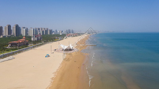 烟台海岸线烟台金沙滩海水浴场背景