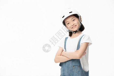 戴头盔小女孩形象背景图片