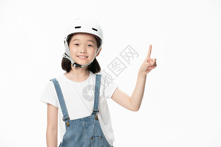 戴头盔小女孩形象背景图片