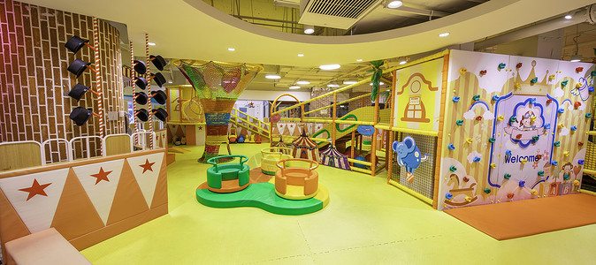 卡通玩具直升机儿童室内游乐场场景图背景