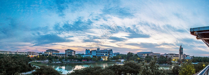 中国民航大学千禧湖全景背景图片