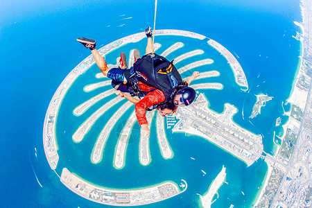 迪拜极限运动跳伞背景图片