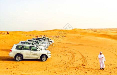 迪拜沙漠车队背景