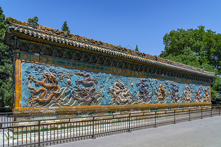 宫廷壁画北海公园九龙壁背景