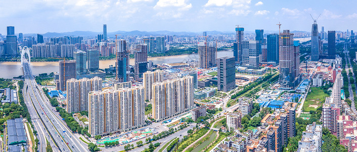 航拍全景广州琶洲新建CBD城市建筑高清图片