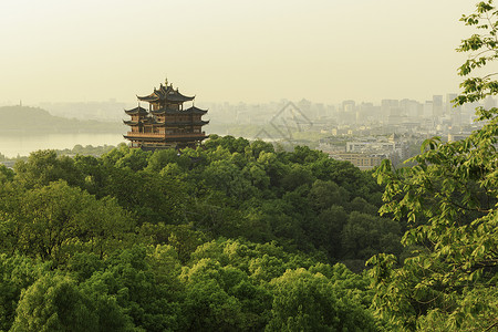 杭州西湖城隍阁背景图片