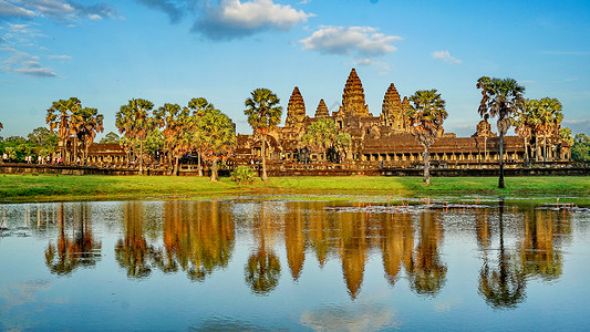 柬埔寨建筑图片柬埔寨暹粒吴哥窟的小吴哥城背景