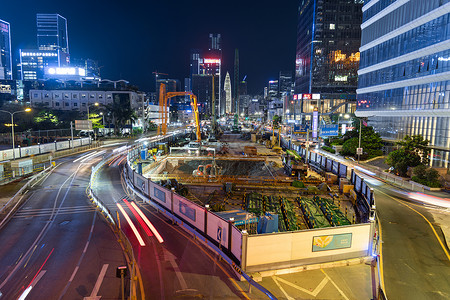 交通施工深圳地铁夜晚施工背景