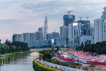 生态建设素材南山区大沙河生态长廊夜景背景