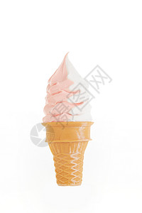 草莓奶油双色冰淇淋甜筒图片
