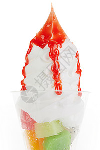 彩色甜筒草莓口味圣代水果冰淇淋背景