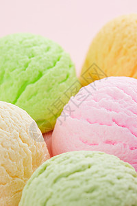 夏日冷饮多色冰淇淋球组合特写背景