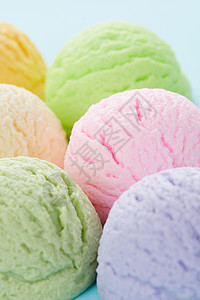夏日冷饮多色冰淇淋球组合特写背景图片