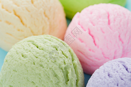 夏日冷饮多色冰淇淋球组合特写背景