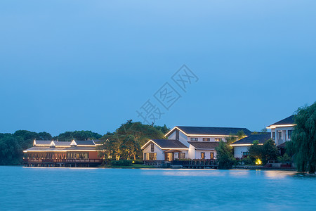 苏州独墅湖湖景建筑夜景图片