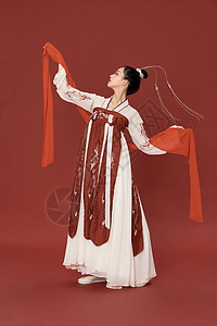 中国风汉服古风美女跳舞背景图片
