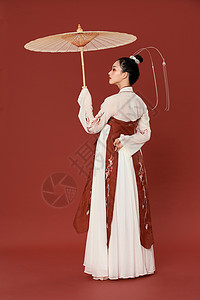 人物古装中国风古装美女撑纸伞背景