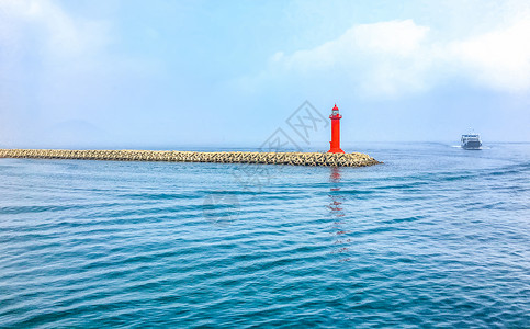 海上浮标韩国海上灯塔背景