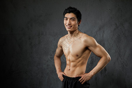 运动男性肌肉展示背景图片