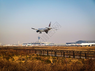 降落西安咸阳机场飞机背景