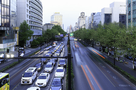 浙江路天主教堂杭州延安路天桥夜景背景