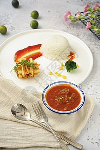 西红柿牛腩饭套餐背景图片