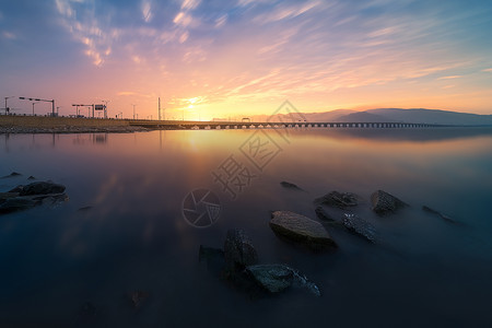 大桥壁纸连云港田湾大桥落日背景