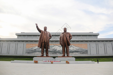 领导人会晤朝鲜平壤万寿台背景