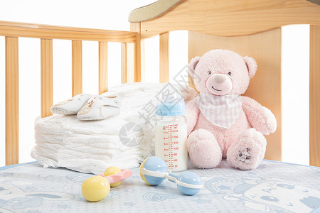 婴儿床背景婴儿用品背景