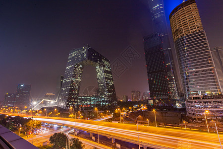 央视大裤衩北京央视总部大厦夜景背景