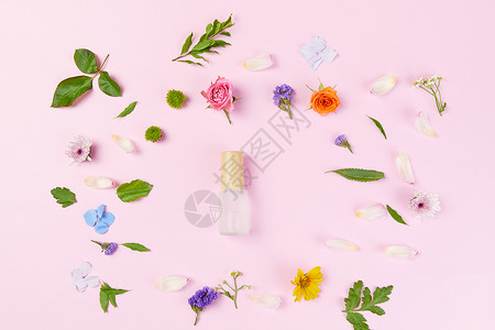 创意色彩花朵化妆品背景图片
