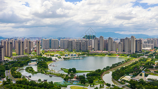 碧湖书香漳州碧湖公园周边建筑群背景