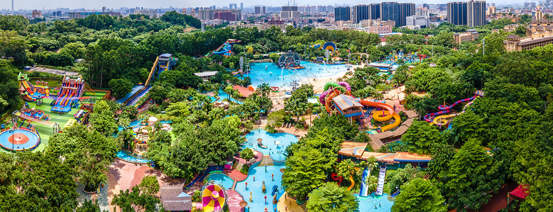 长隆野生全景航拍广州长隆水上乐园水上世界背景