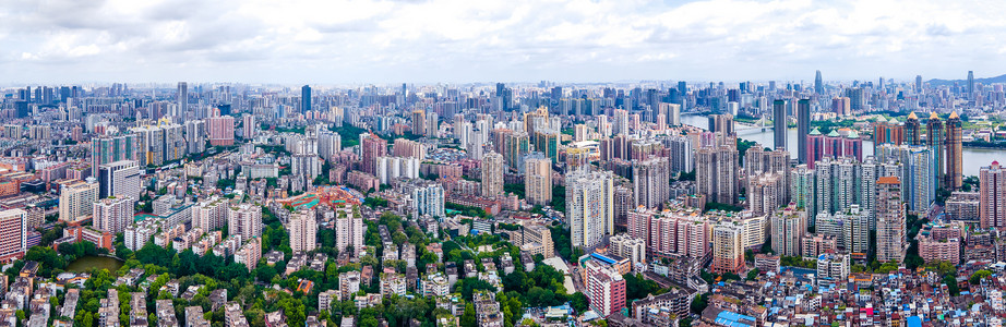 航拍全景广州市海珠区城市建筑群背景图片